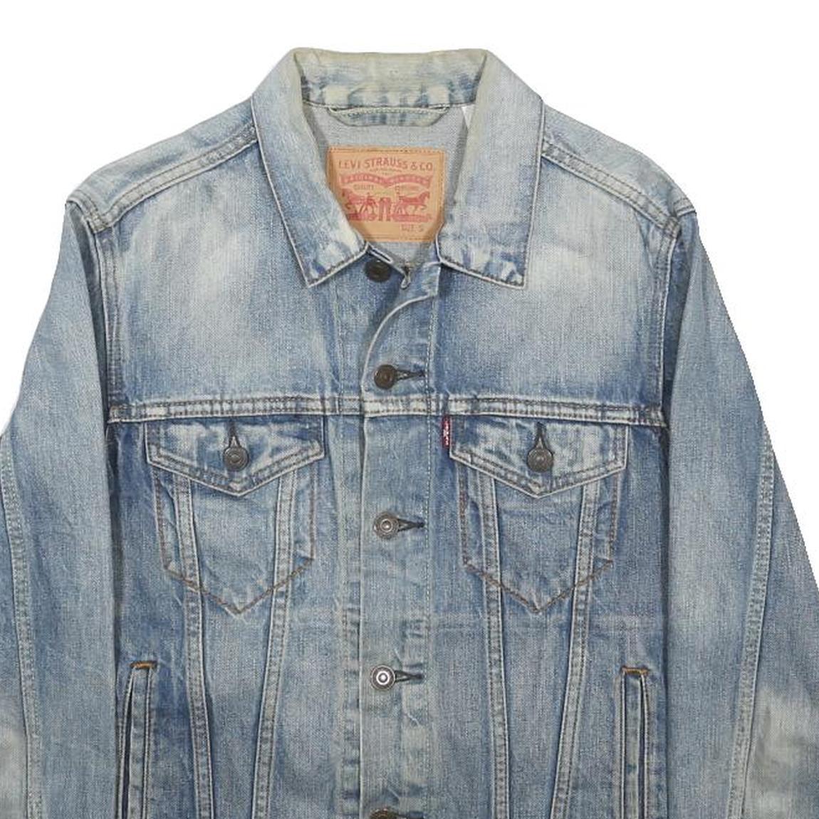 LEVI'S Mens Blue Denim Jacket S Cotton Button Plain Classic Casual Stylish