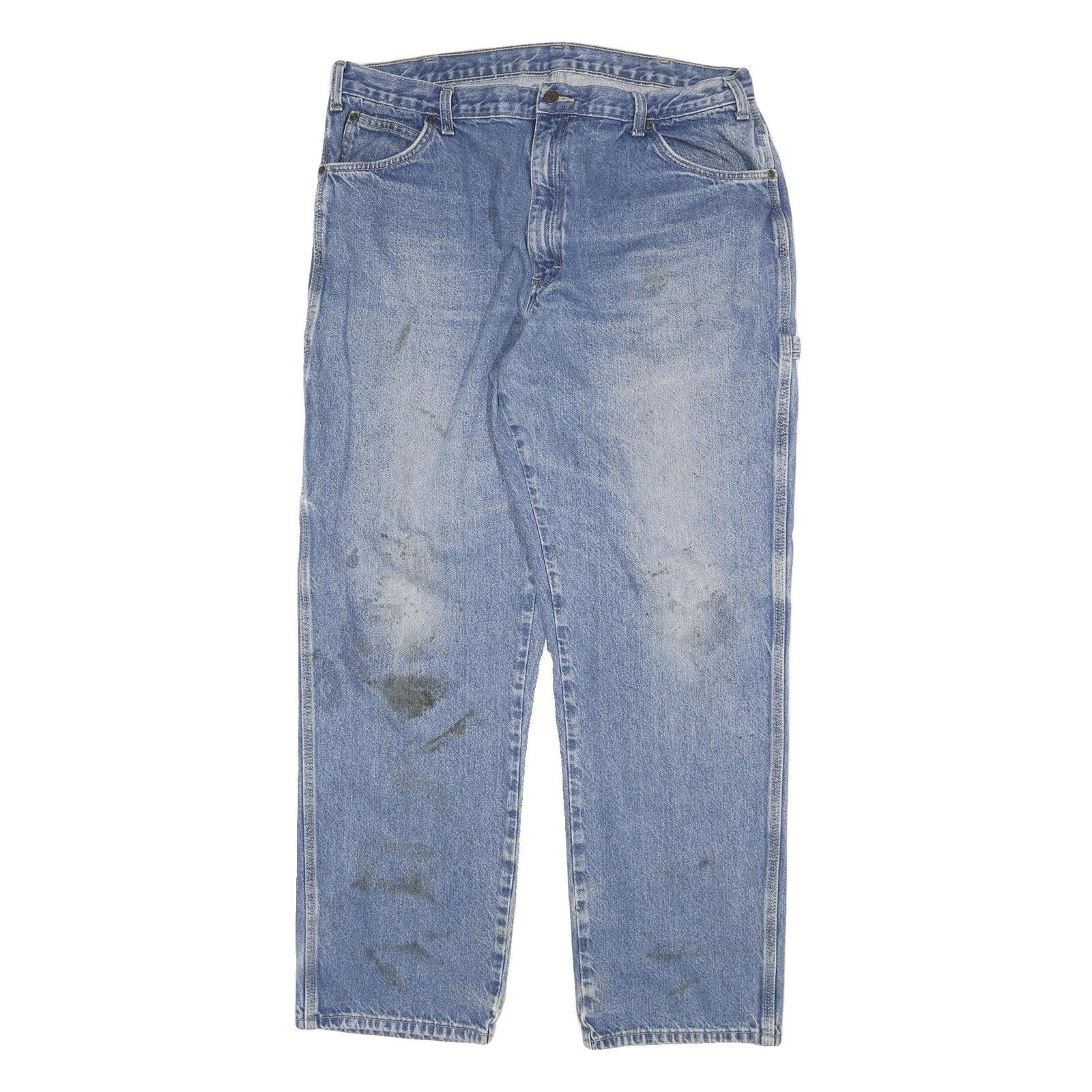 DICKIES Mens Jeans Blue Relaxed Straight Denim Medium W40 L32 Workwear Zip