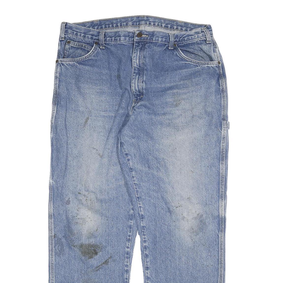 DICKIES Mens Jeans Blue Relaxed Straight Denim Medium W40 L32 Workwear Zip