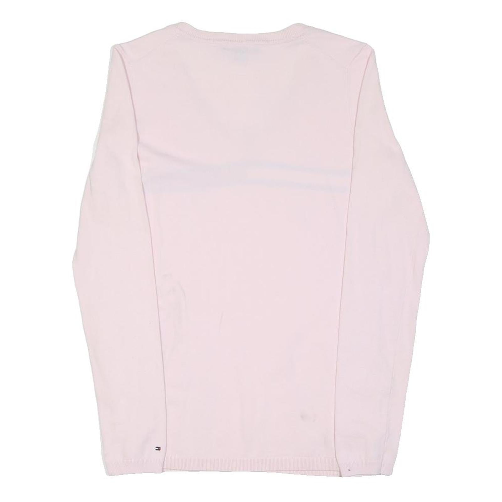 TOMMY HILFIGER Womens Pink Cotton Blend Patterned V-Neck Basic Knit XS Casual