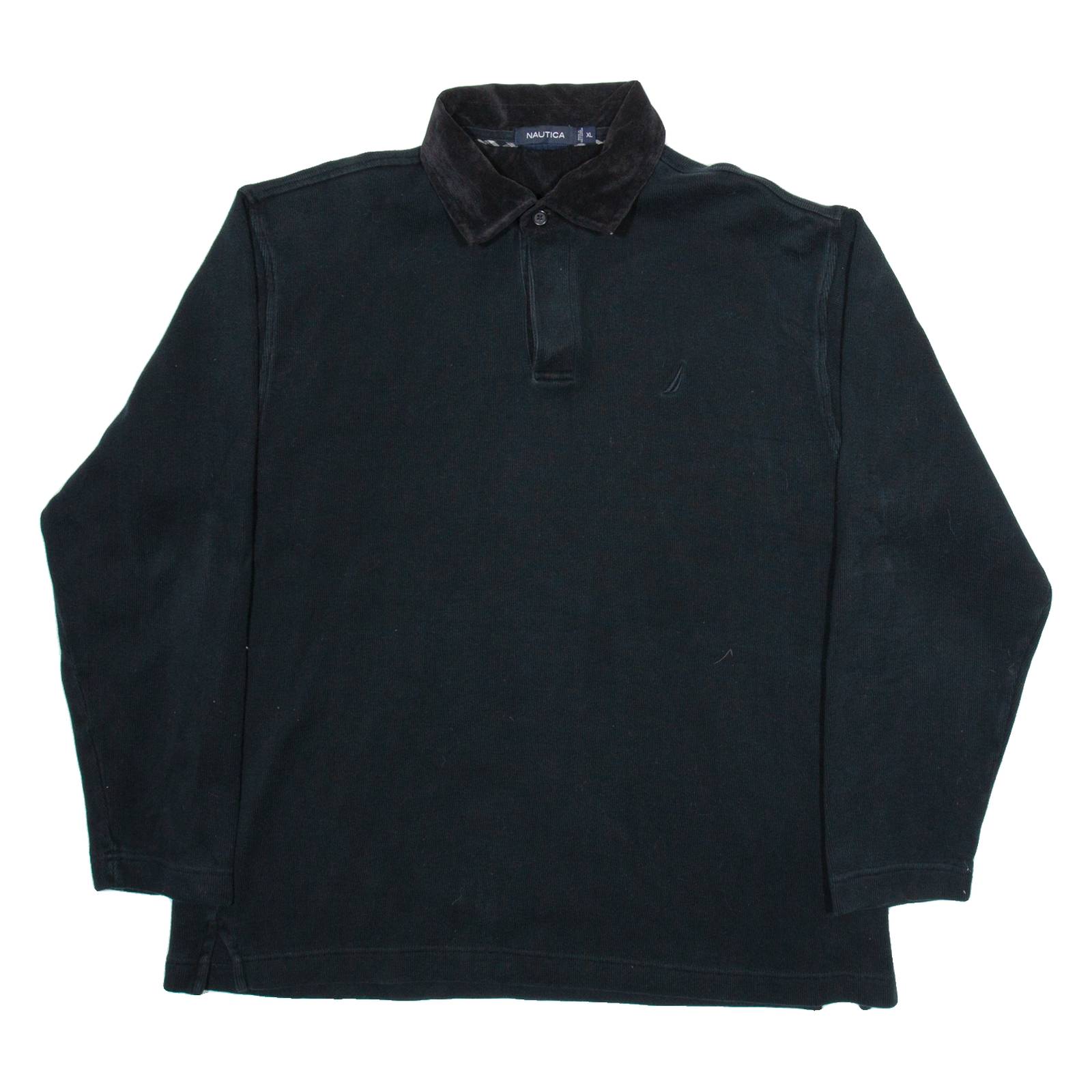NAUTICA Mens Jumper Black Button Neck Tight Knit XL