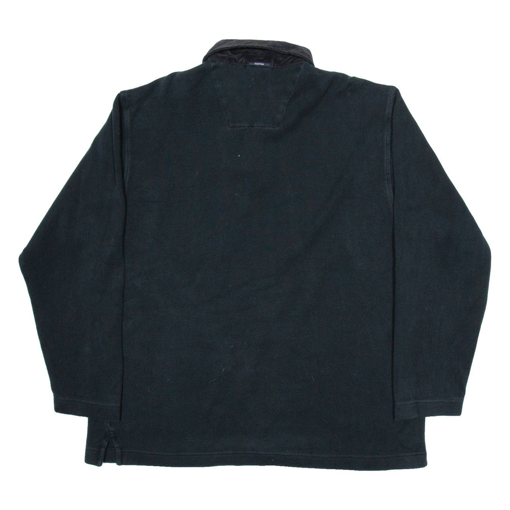NAUTICA Mens Jumper Black Button Neck Tight Knit XL