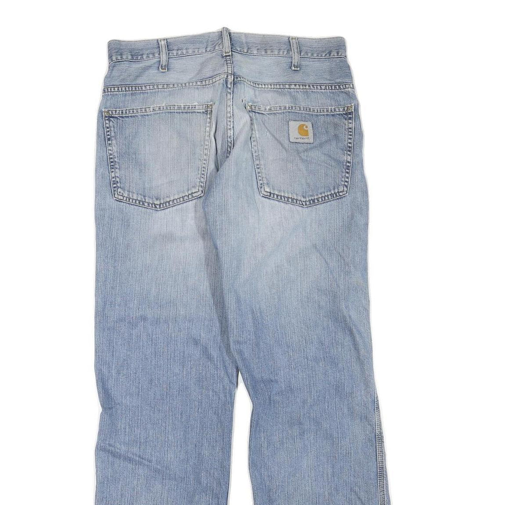 CARHARTT Mens Regular Fit Light Blue Denim Jeans Cotton Blend Button W32 L32