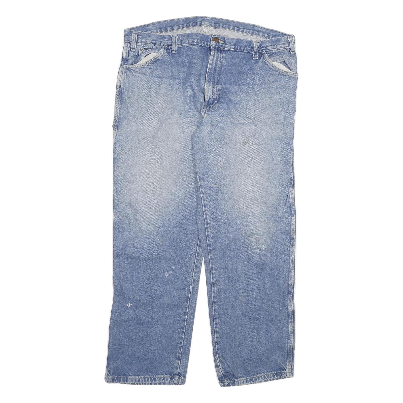 DICKIES Mens Jeans Blue Regular Straight Denim Medium W40 L32 Workwear Zip