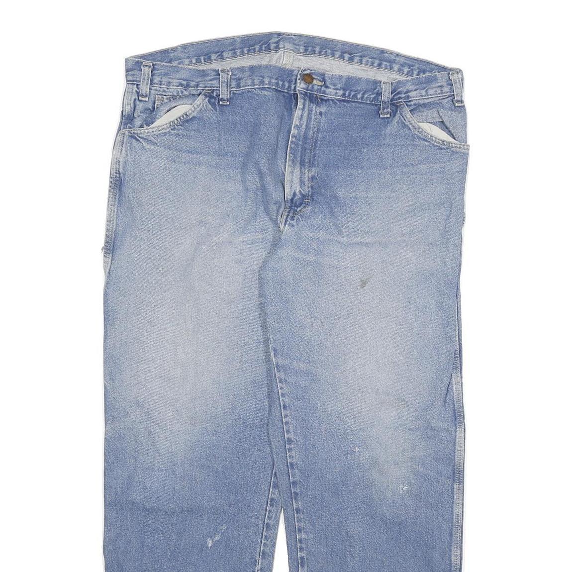 DICKIES Mens Jeans Blue Regular Straight Denim Medium W40 L32 Workwear Zip