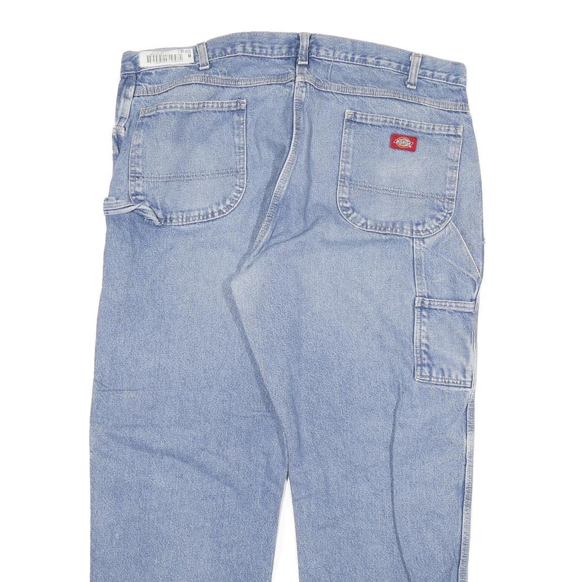 DICKIES Mens Jeans Blue Regular Straight Denim Medium W40 L32 Workwear Zip