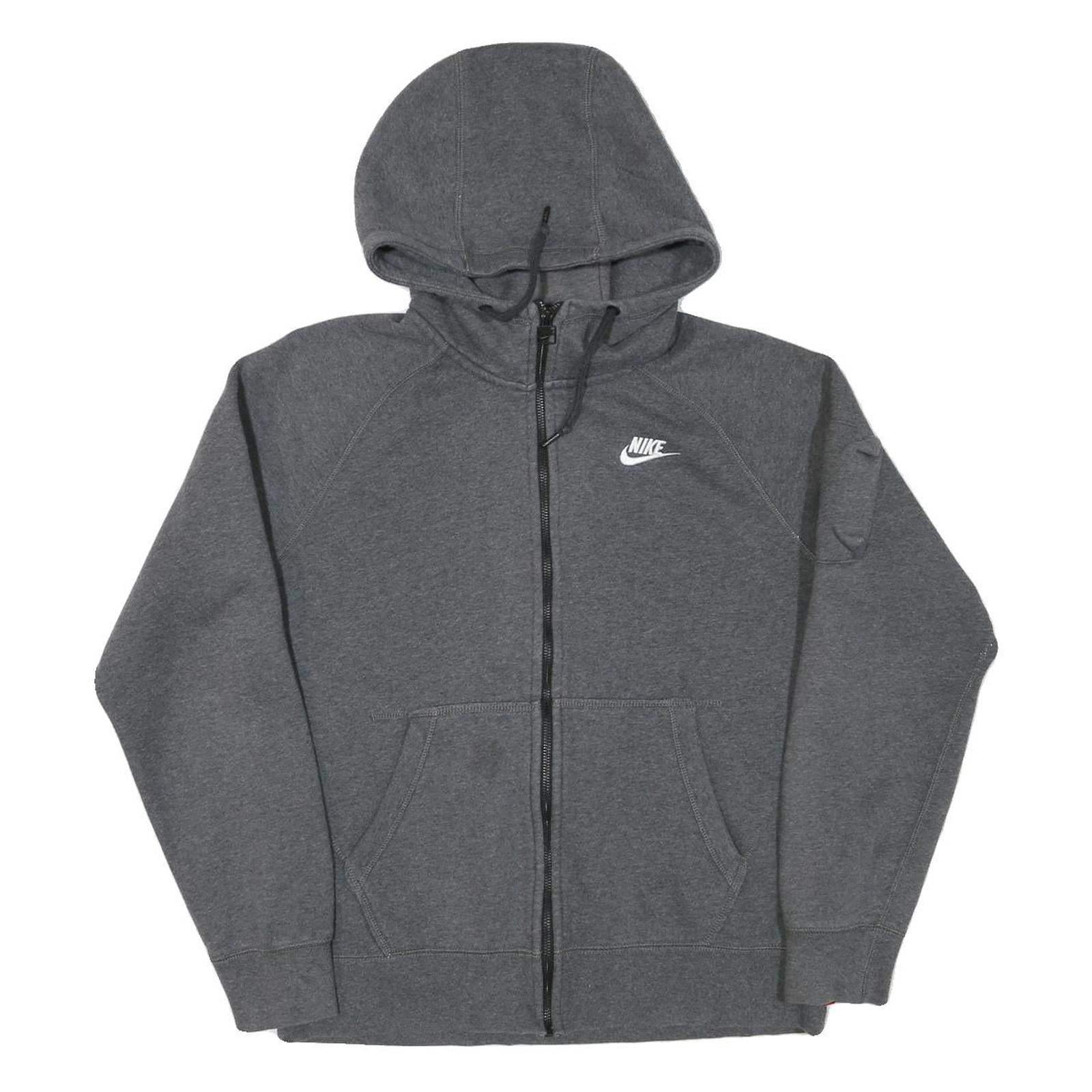 NIKE Mens Grey Zip Up Hoodie M Cotton Blend Casual Sweatshirt
