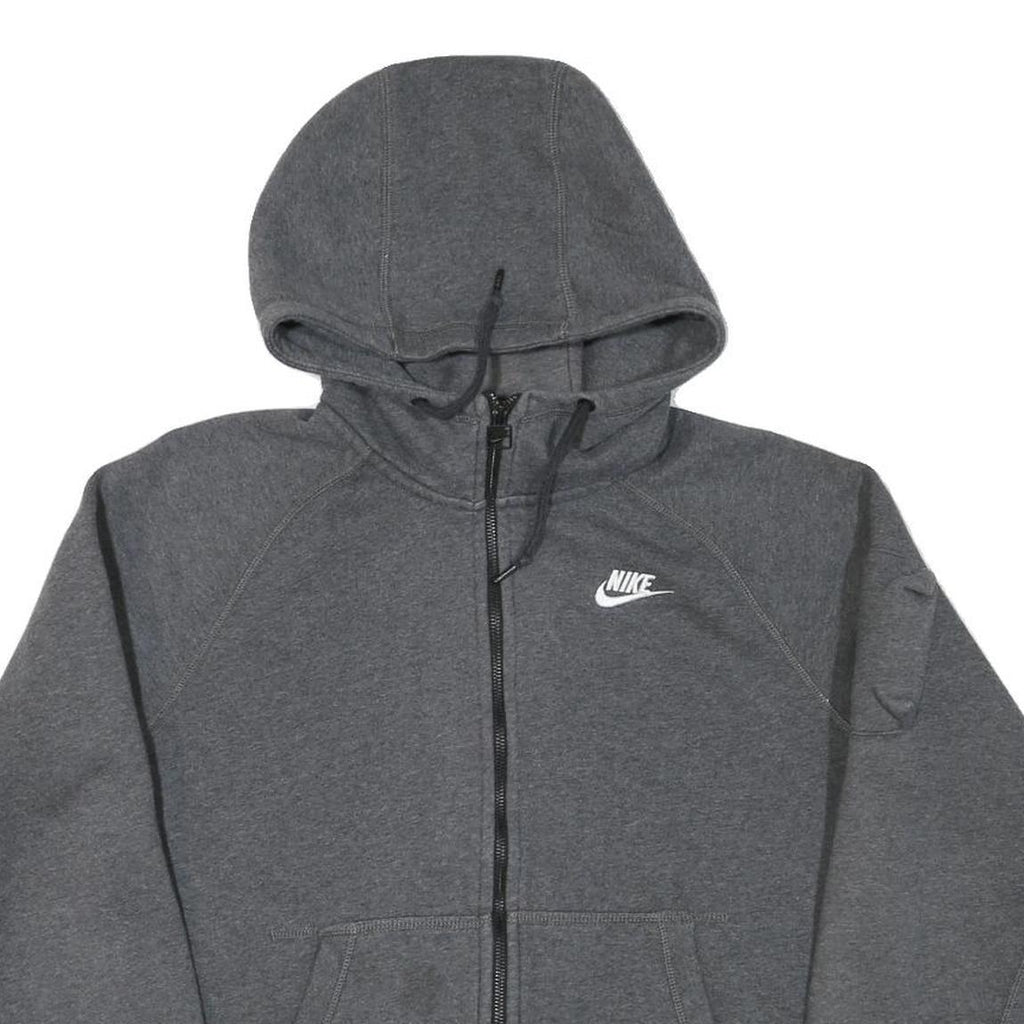 NIKE Mens Grey Zip Up Hoodie M Cotton Blend Casual Sweatshirt