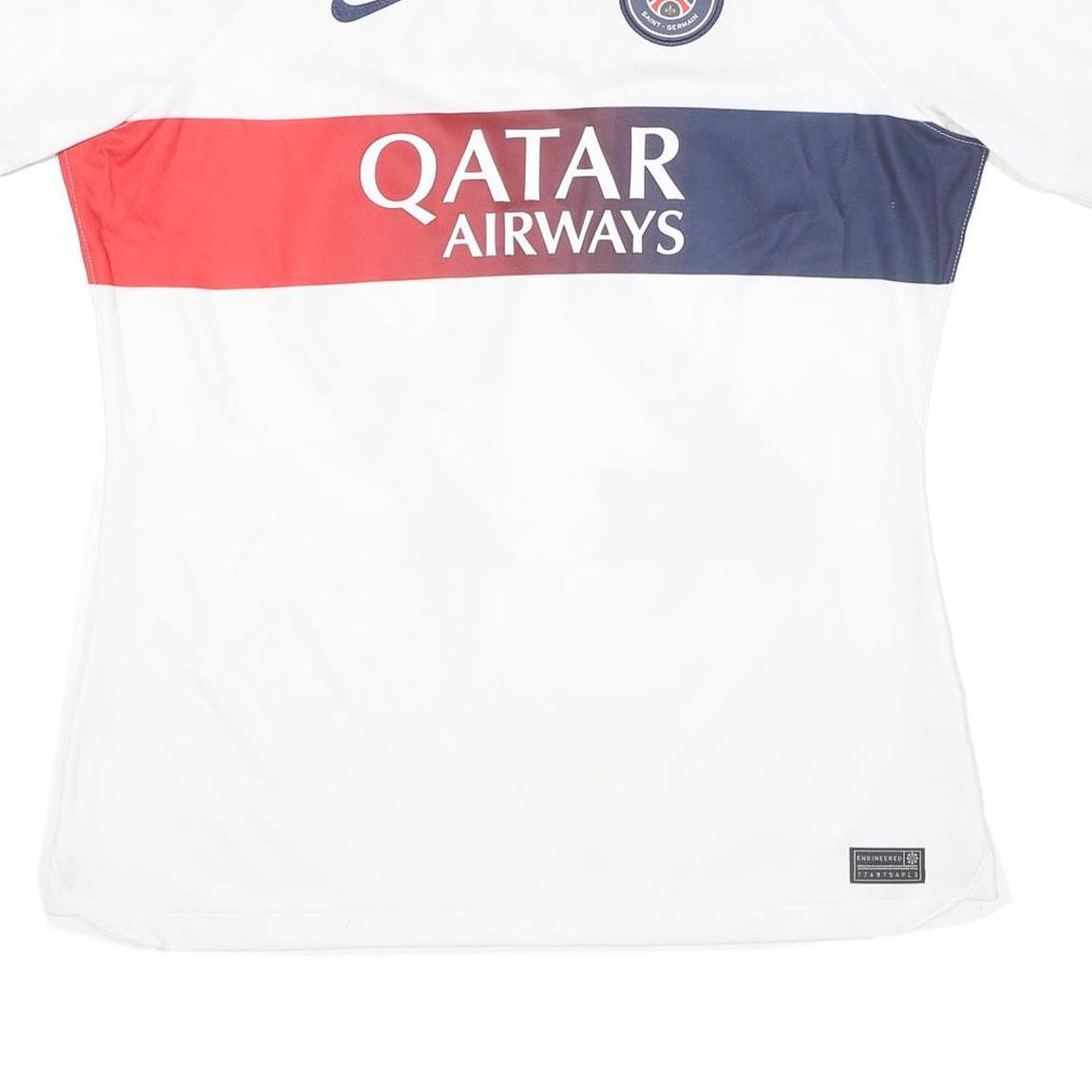 NIKE Womens White & Blue Red Paris Saint Germain Football Shirt L Short Sleeve