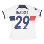 NIKE Womens White & Blue Red Paris Saint Germain Football Shirt L Short Sleeve