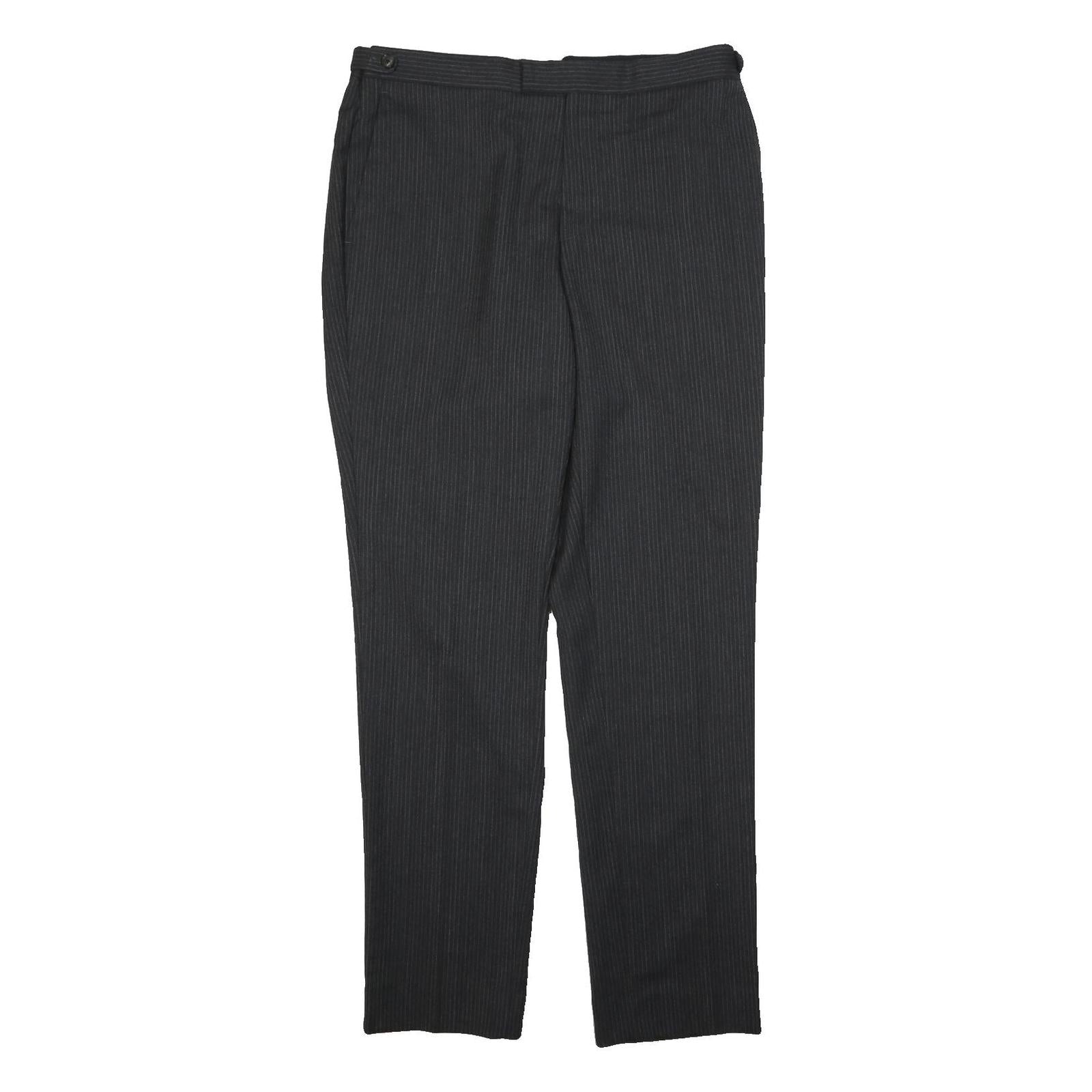 REISS Mens Wool Black Pinstripe Regular Fit Straight Trousers W32 L30 Smart