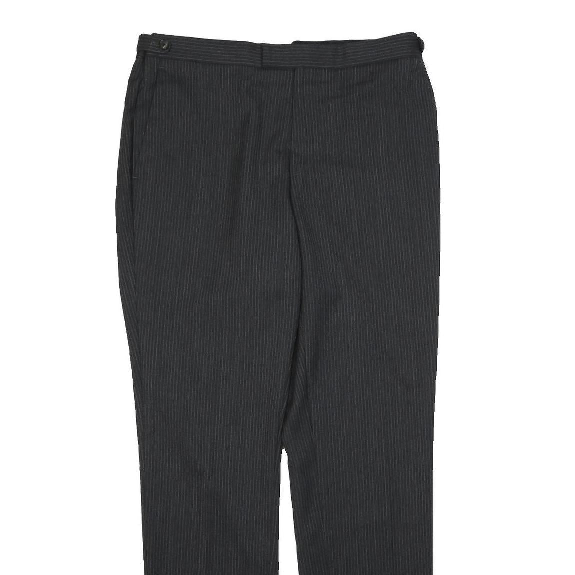 REISS Mens Wool Black Pinstripe Regular Fit Straight Trousers W32 L30 Smart
