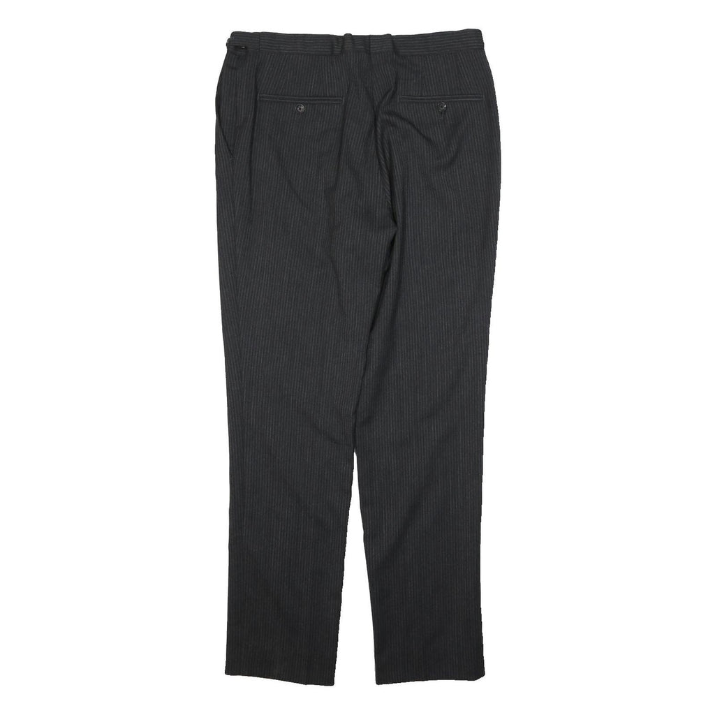 REISS Mens Wool Black Pinstripe Regular Fit Straight Trousers W32 L30 Smart