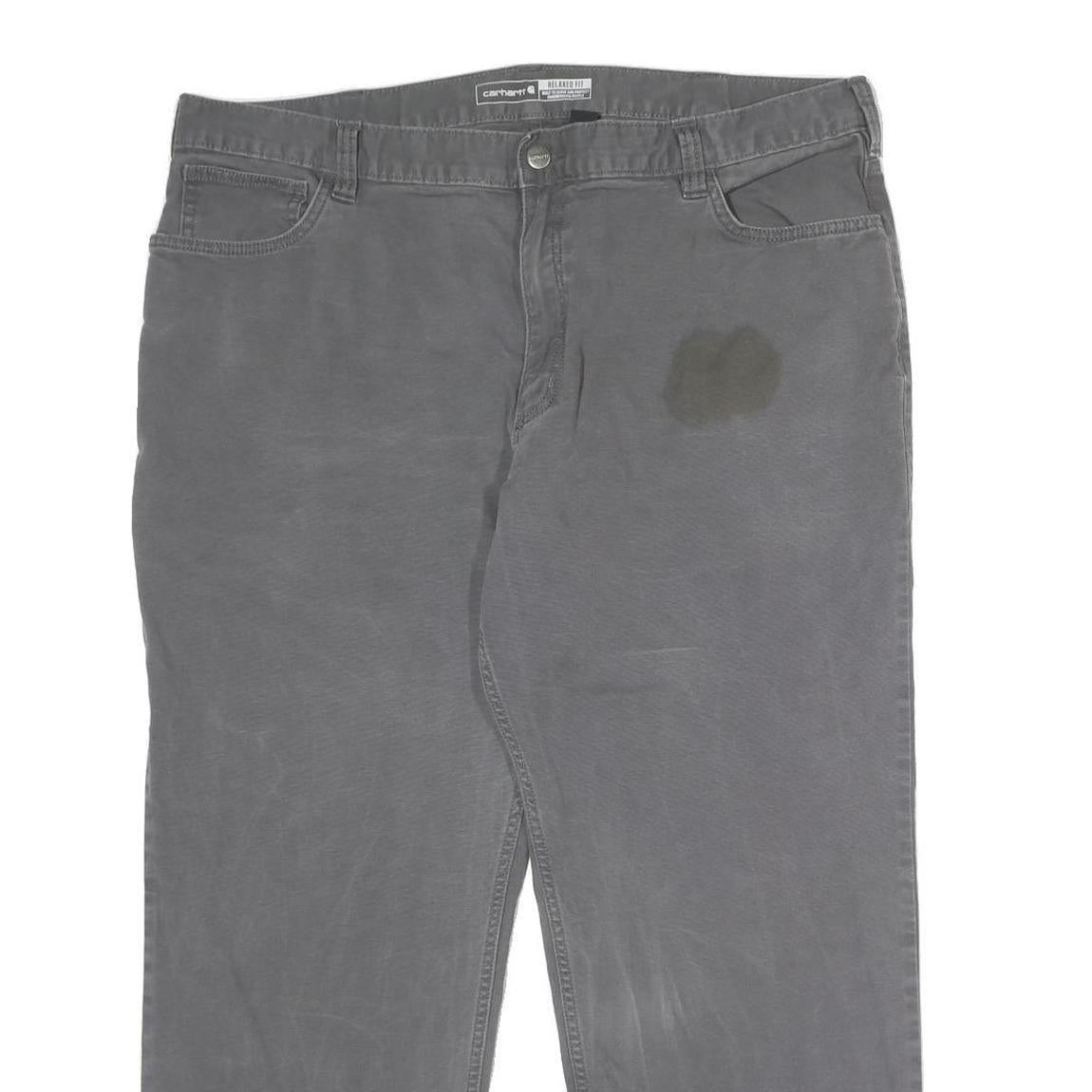 CARHARTT Mens Cotton Blend Relaxed Fit Grey Workwear Trousers W42 L30 Zip Pocket