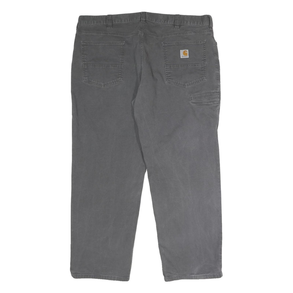 CARHARTT Mens Cotton Blend Relaxed Fit Grey Workwear Trousers W42 L30 Zip Pocket