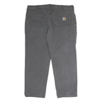 CARHARTT Mens Cotton Blend Relaxed Fit Grey Workwear Trousers W42 L30 Zip Pocket