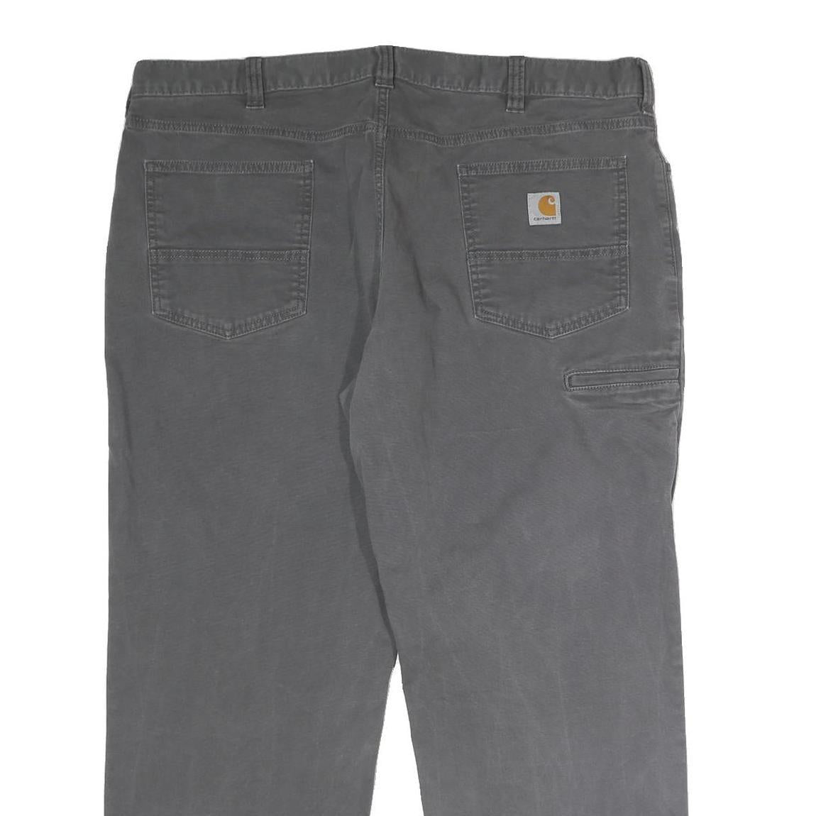 CARHARTT Mens Cotton Blend Relaxed Fit Grey Workwear Trousers W42 L30 Zip Pocket