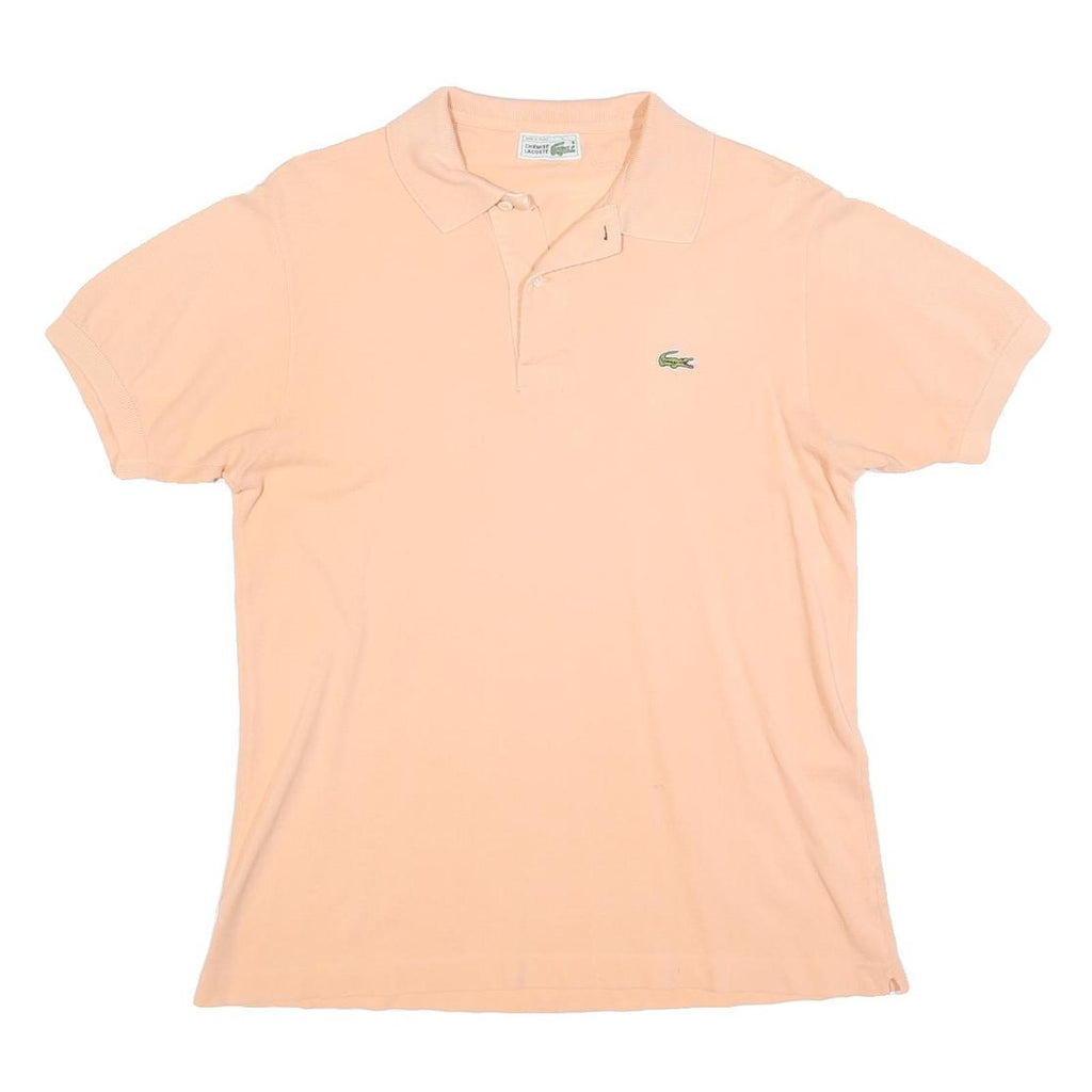 LACOSTE Womens Peach Short Sleeve Plain Polo Shirt M Classic Cotton Blend