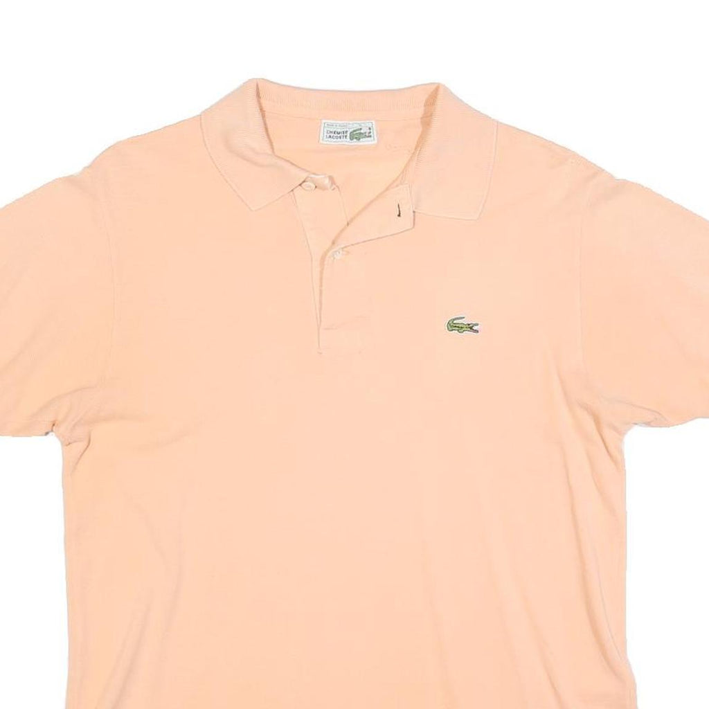 LACOSTE Womens Peach Short Sleeve Plain Polo Shirt M Classic Cotton Blend