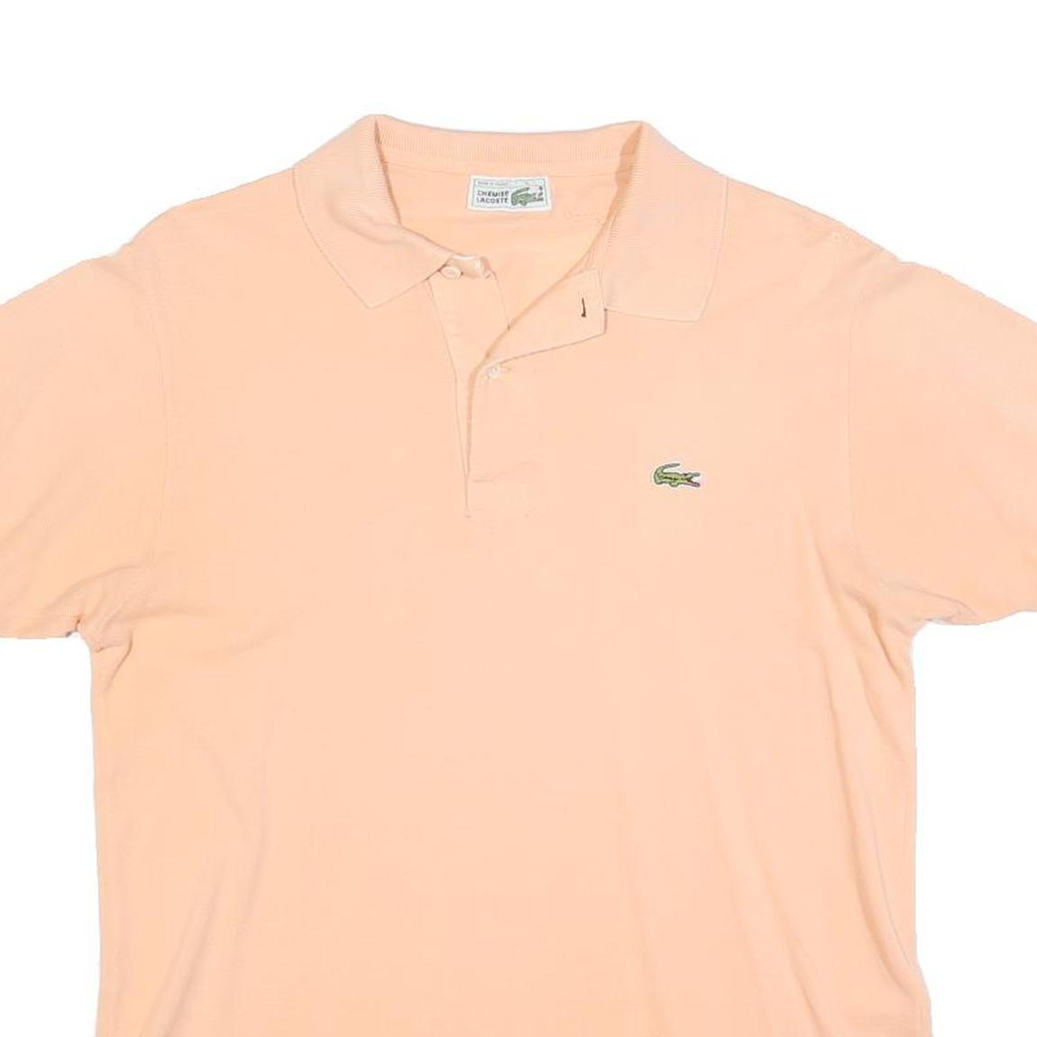 LACOSTE Womens Peach Short Sleeve Plain Polo Shirt M Classic Cotton Blend