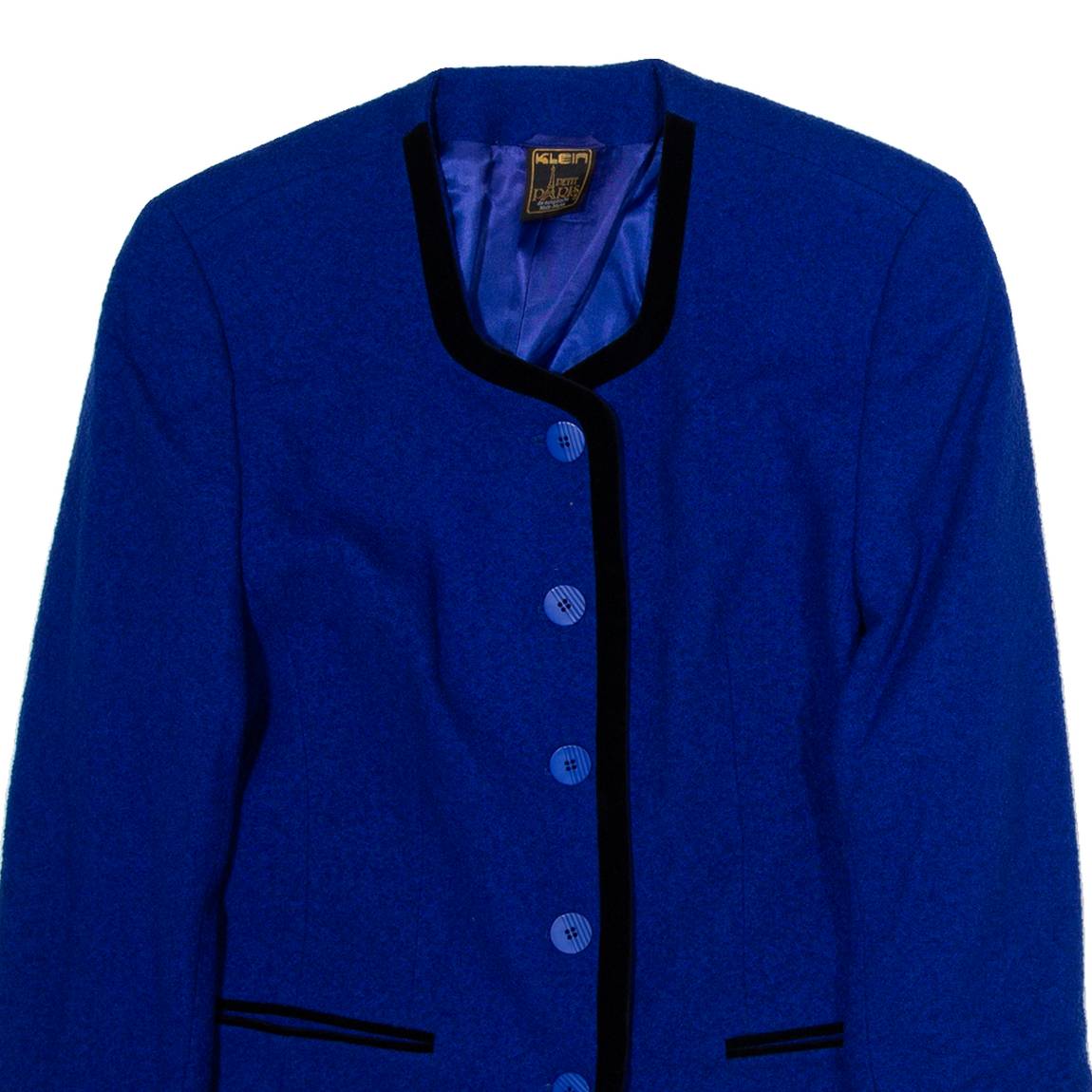 KLEIN PARIS Womens Jacket Blue Wool UK 12