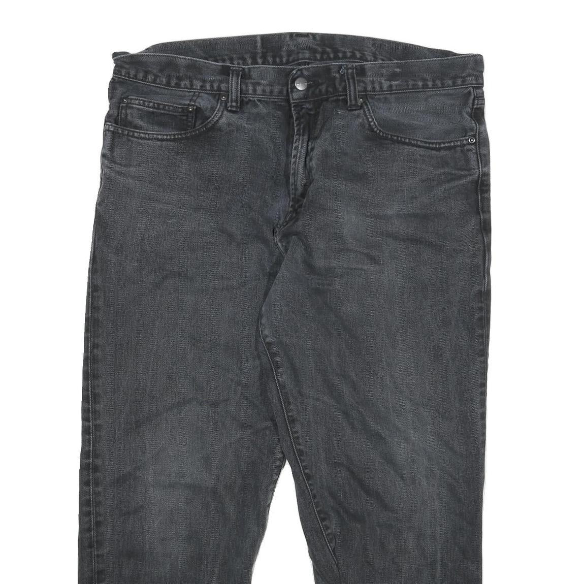 CARHARTT Mens Relaxed Black Cotton Blend Zip Trousers W35 L26 Workwear Style