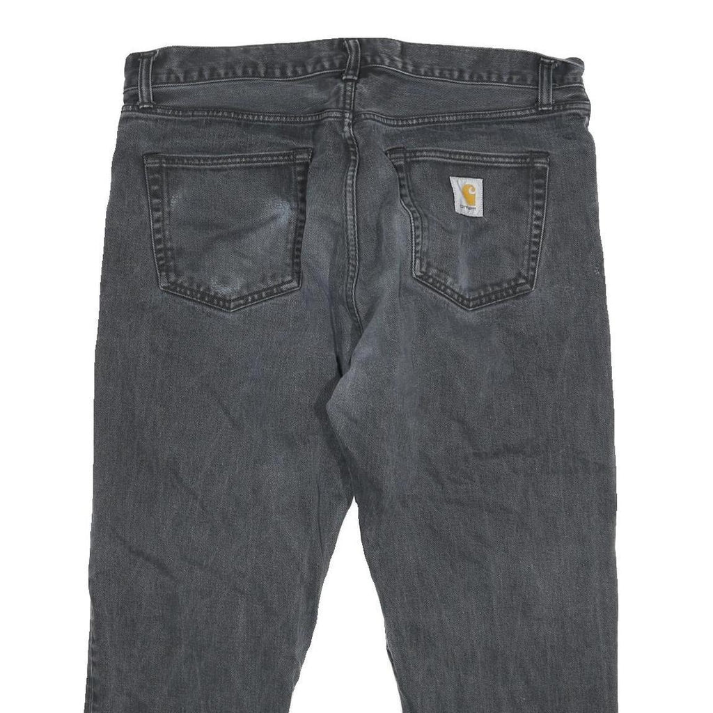 CARHARTT Mens Relaxed Black Cotton Blend Zip Trousers W35 L26 Workwear Style