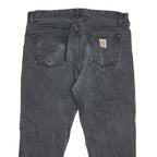 CARHARTT Mens Relaxed Black Cotton Blend Zip Trousers W35 L26 Workwear Style