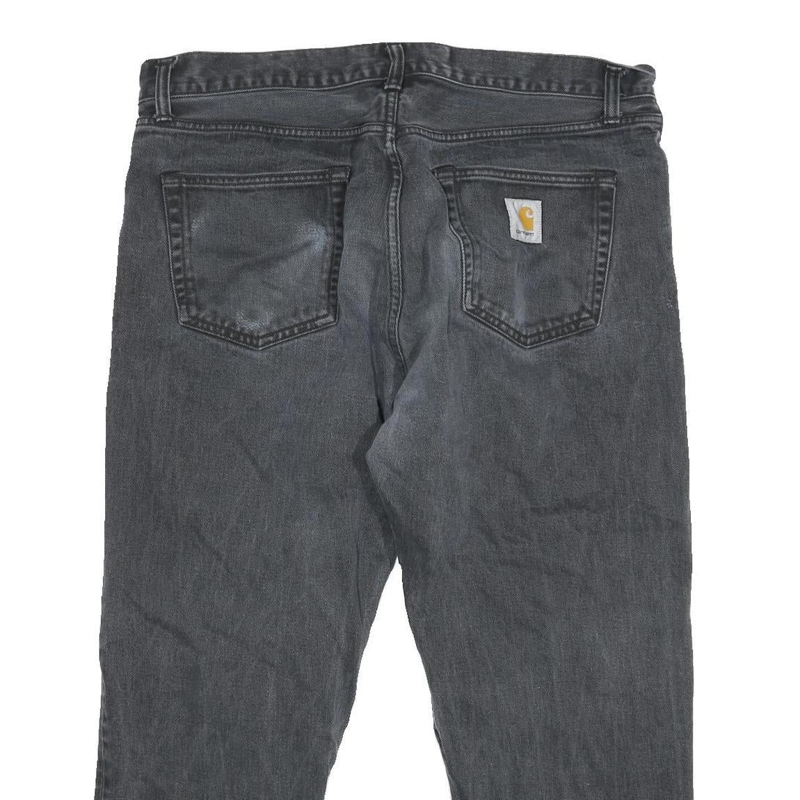 CARHARTT Mens Relaxed Black Cotton Blend Zip Trousers W35 L26 Workwear Style