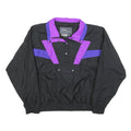 WHITE FIR Womens Black & Purple Zip Jacket L Polyester Plain Lightweight