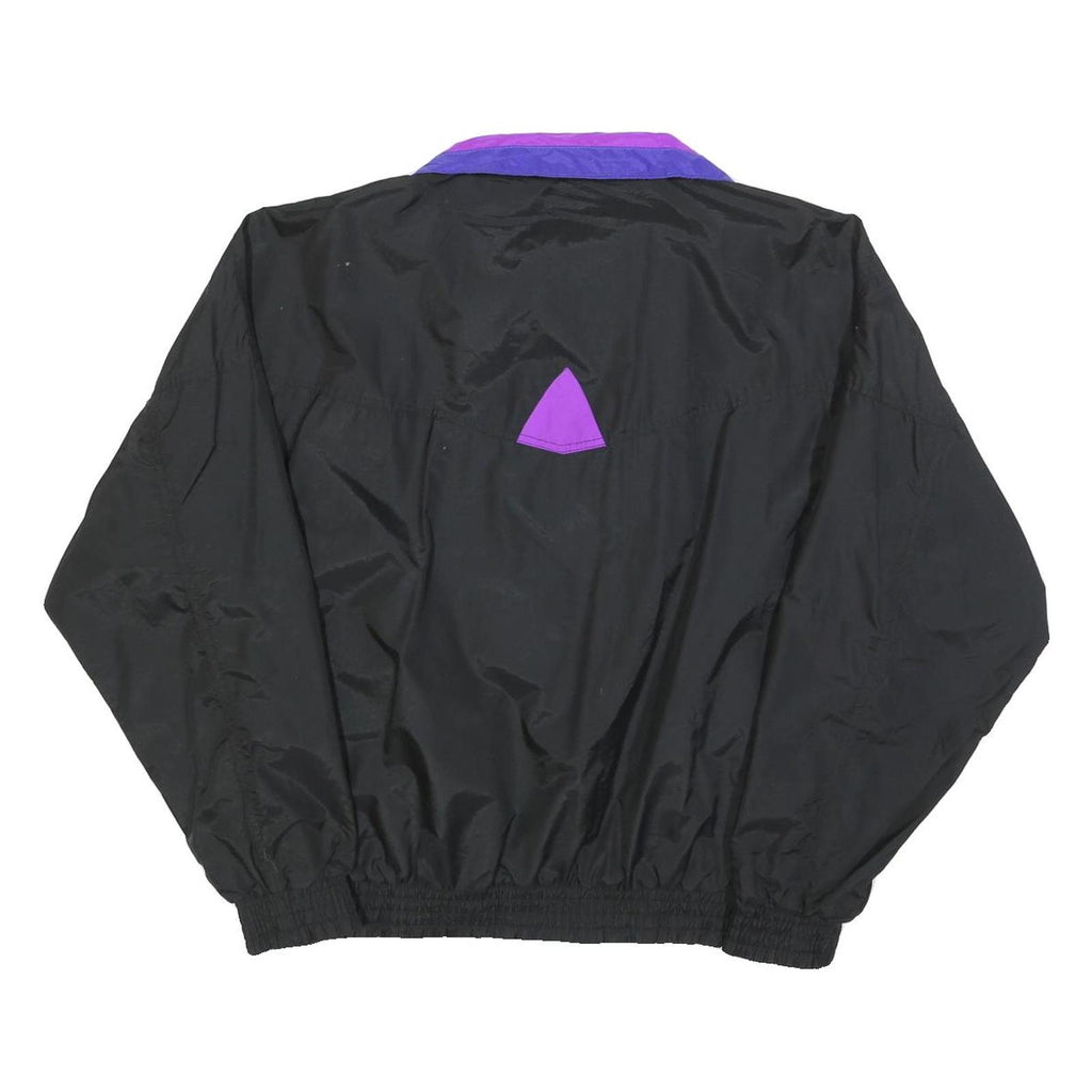 WHITE FIR Womens Black & Purple Zip Jacket L Polyester Plain Lightweight