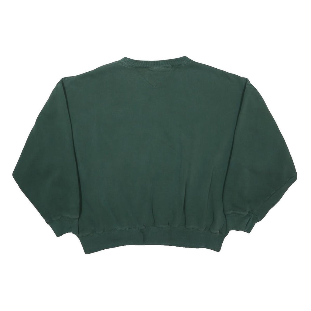 TOMMY HILFIGER Womens Green Crew Neck L Classic Cotton Blend Pullover Sweatshirt