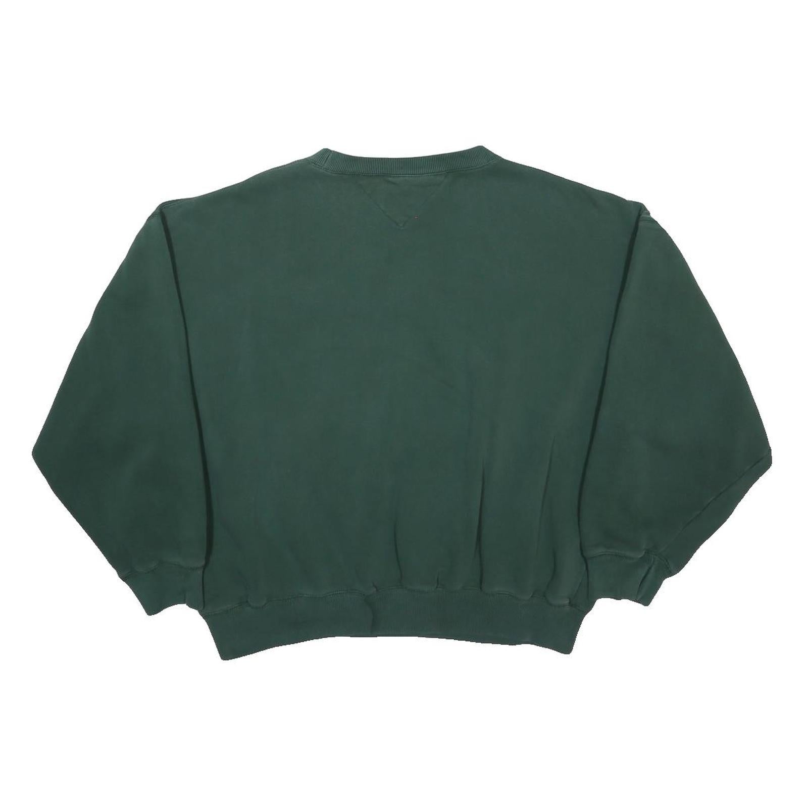TOMMY HILFIGER Womens Green Crew Neck L Classic Cotton Blend Pullover Sweatshirt