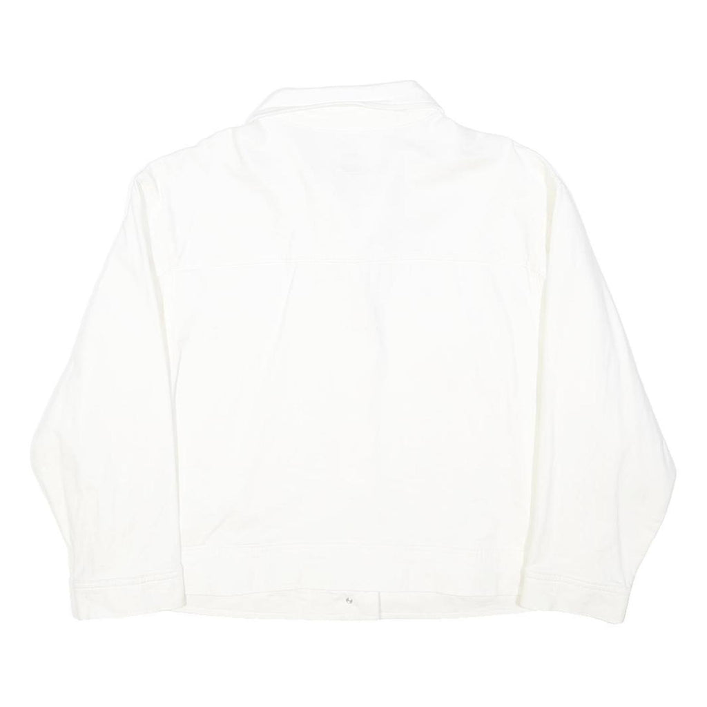 LEE Womens White Cotton Button Jacket 2XL Casual Classic Fit Plain Stylish