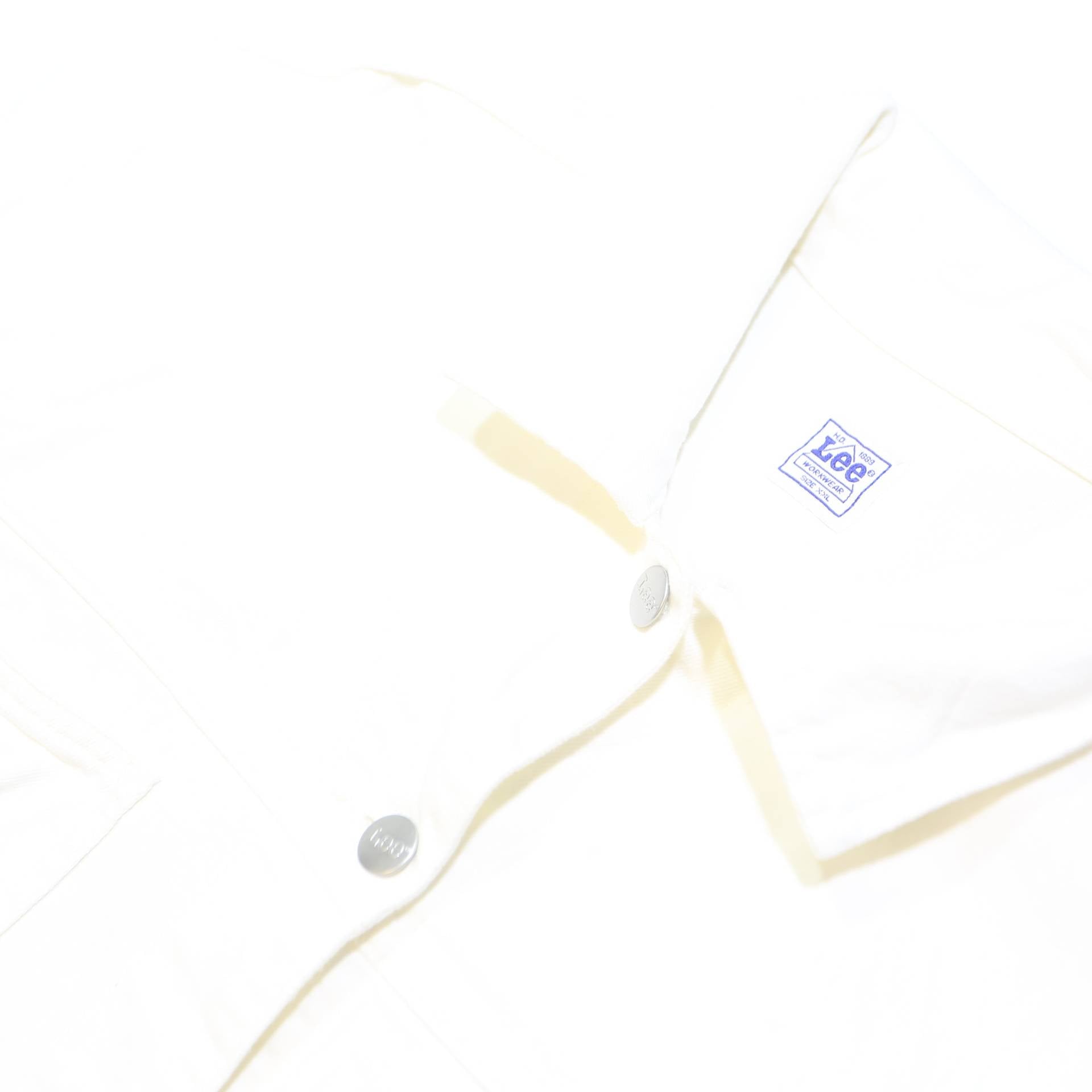LEE Womens White Cotton Button Jacket 2XL Casual Classic Fit Plain Stylish
