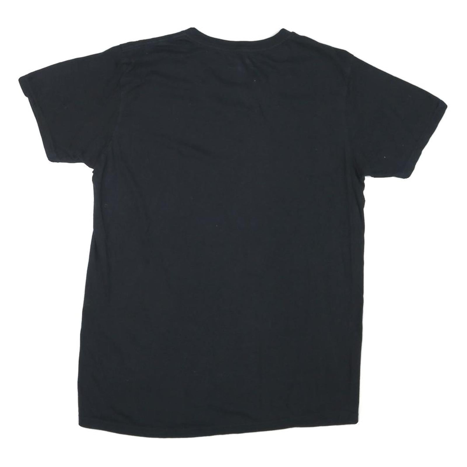 CALVIN KLEIN Mens Black V-Neck T-Shirt M Cotton Blend Classic Casual