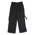 TINSEL TOWN Womens Black Cotton Blend Regular Wide-Leg Trousers W30 L32 Casual