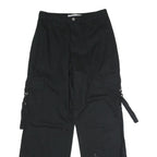 TINSEL TOWN Womens Black Cotton Blend Regular Wide-Leg Trousers W30 L32 Casual