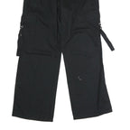 TINSEL TOWN Womens Black Cotton Blend Regular Wide-Leg Trousers W30 L32 Casual