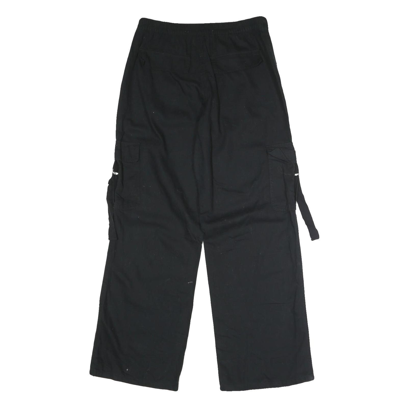 TINSEL TOWN Womens Black Cotton Blend Regular Wide-Leg Trousers W30 L32 Casual