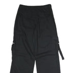 TINSEL TOWN Womens Black Cotton Blend Regular Wide-Leg Trousers W30 L32 Casual