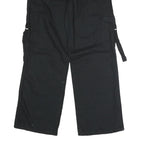 TINSEL TOWN Womens Black Cotton Blend Regular Wide-Leg Trousers W30 L32 Casual