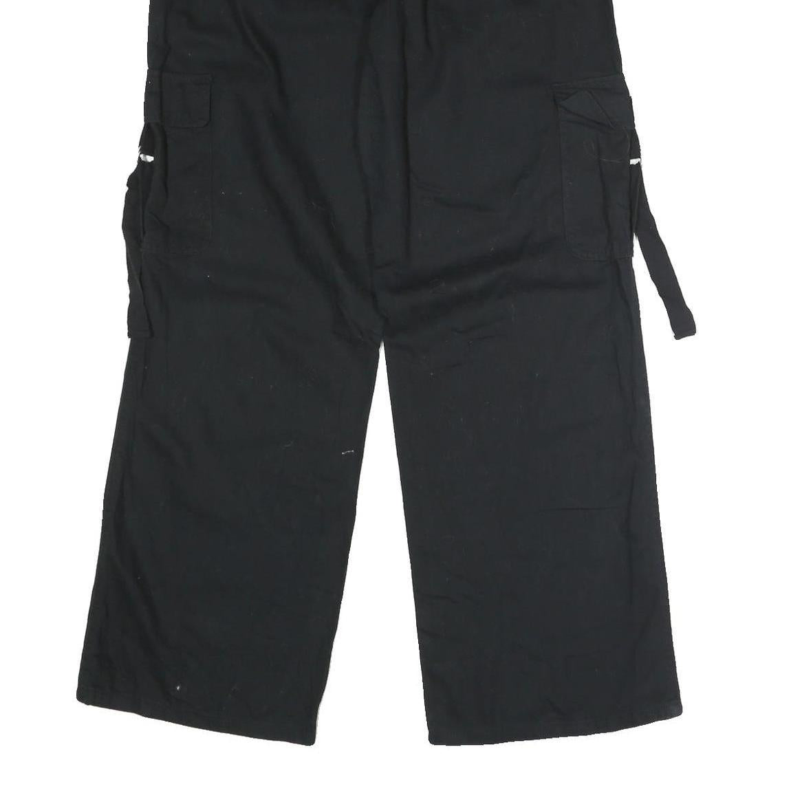 TINSEL TOWN Womens Black Cotton Blend Regular Wide-Leg Trousers W30 L32 Casual