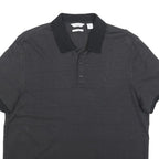 CALVIN KLEIN Mens Black Polo Shirt L Cotton Blend Short Sleeve Plain Casual