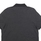 CALVIN KLEIN Mens Black Polo Shirt L Cotton Blend Short Sleeve Plain Casual