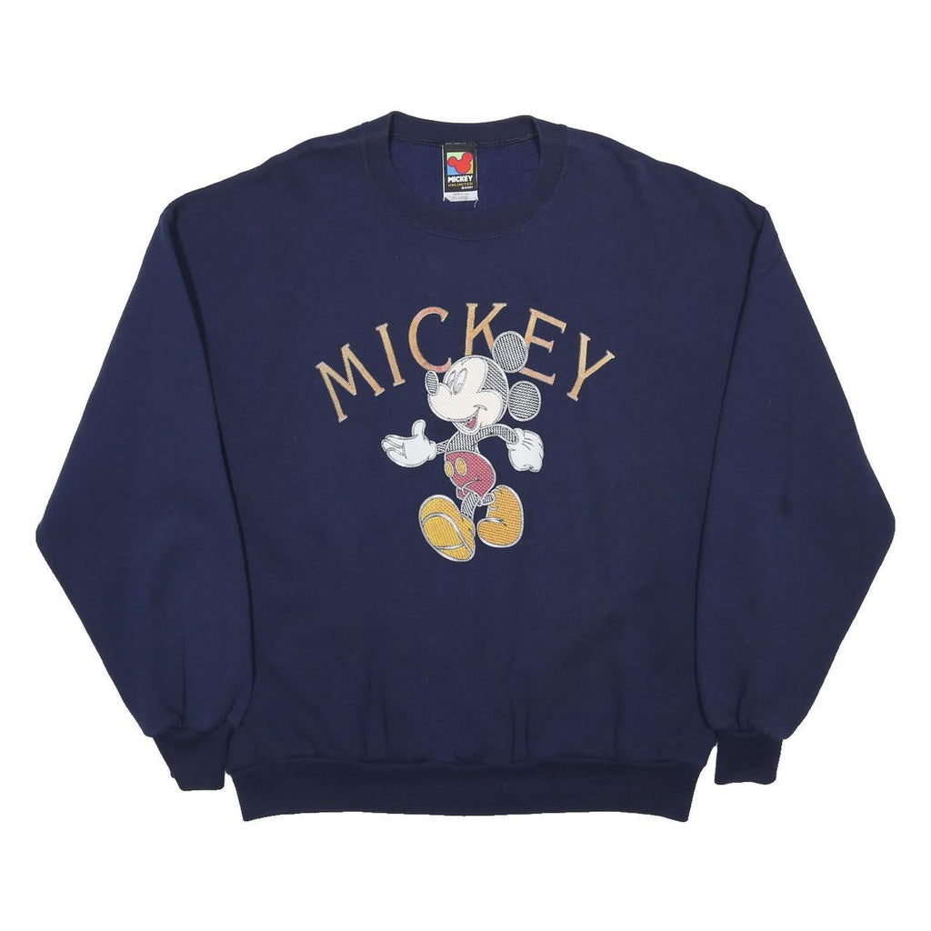 MICKEY UNLIMITED Mens Navy Blue Cotton Blend Crew Neck XL Sweatshirt Cartoon