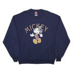 MICKEY UNLIMITED Mens Navy Blue Cotton Blend Crew Neck XL Sweatshirt Cartoon
