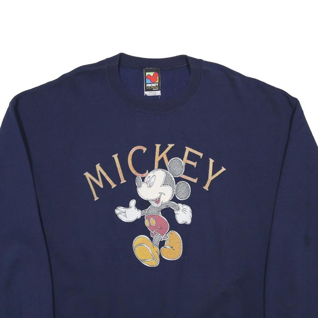 MICKEY UNLIMITED Mens Navy Blue Cotton Blend Crew Neck XL Sweatshirt Cartoon