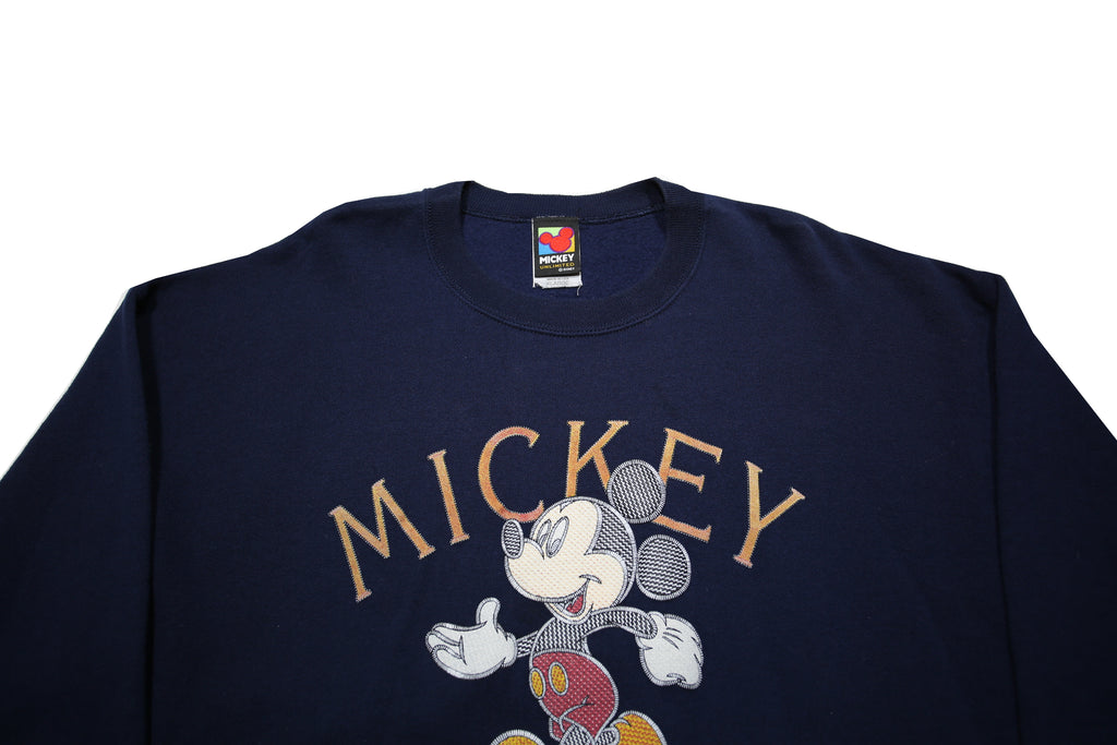 MICKEY UNLIMITED Mens Navy Blue Cotton Blend Crew Neck XL Sweatshirt Cartoon