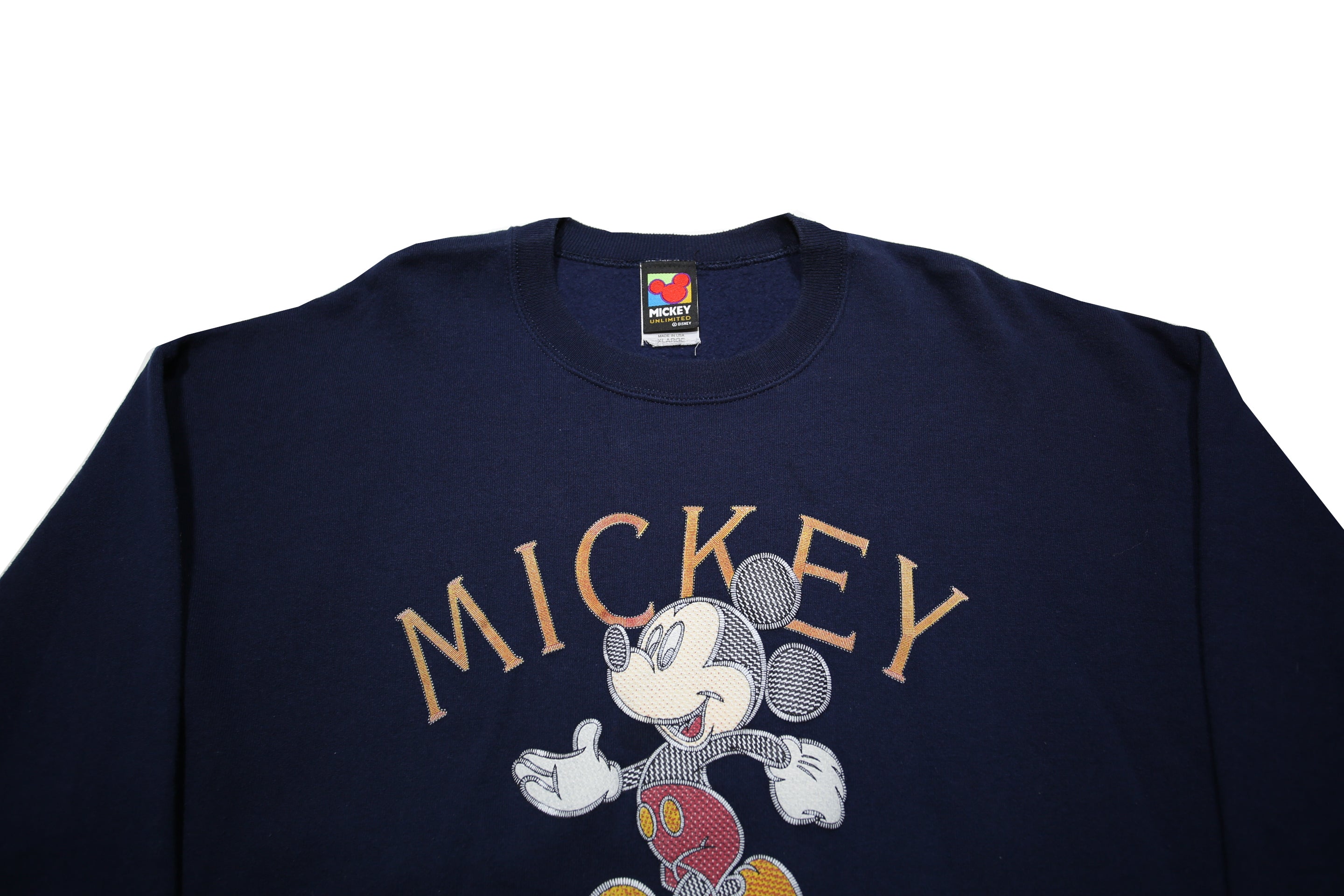 MICKEY UNLIMITED Mens Navy Blue Cotton Blend Crew Neck XL Sweatshirt Cartoon